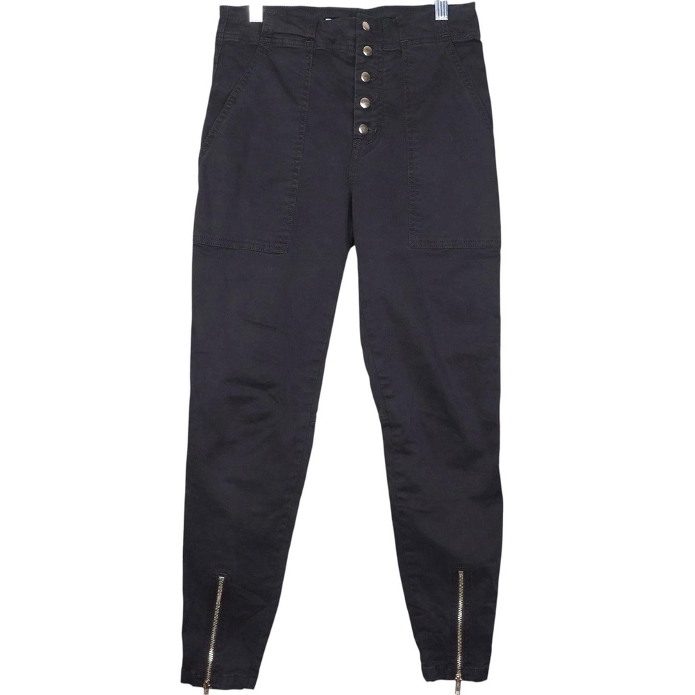 A.L.C. Ezra Pants Size 4 Black Skinny Button Fly Ankle Zipper Casual Twill